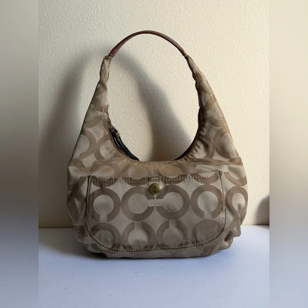 Coach One Hobo Shoulder Bag Logo Pattern